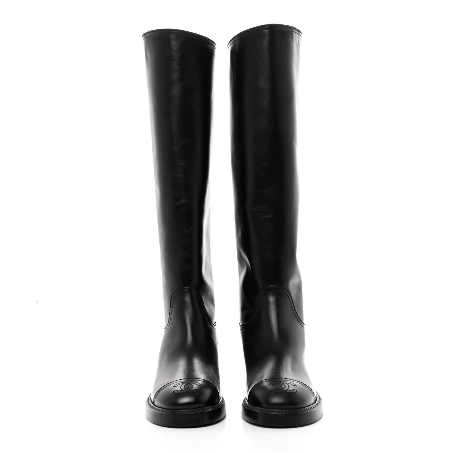 Chanel Calfskin Cap Toe High Boots 36 Black 2 of 9