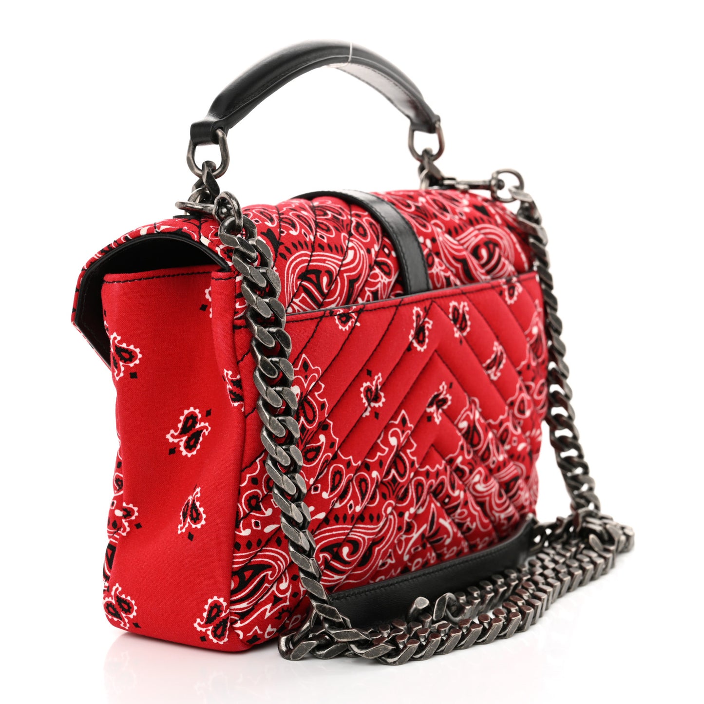 Canvas Bandana Matelasse Chevron Medium College Bag Red