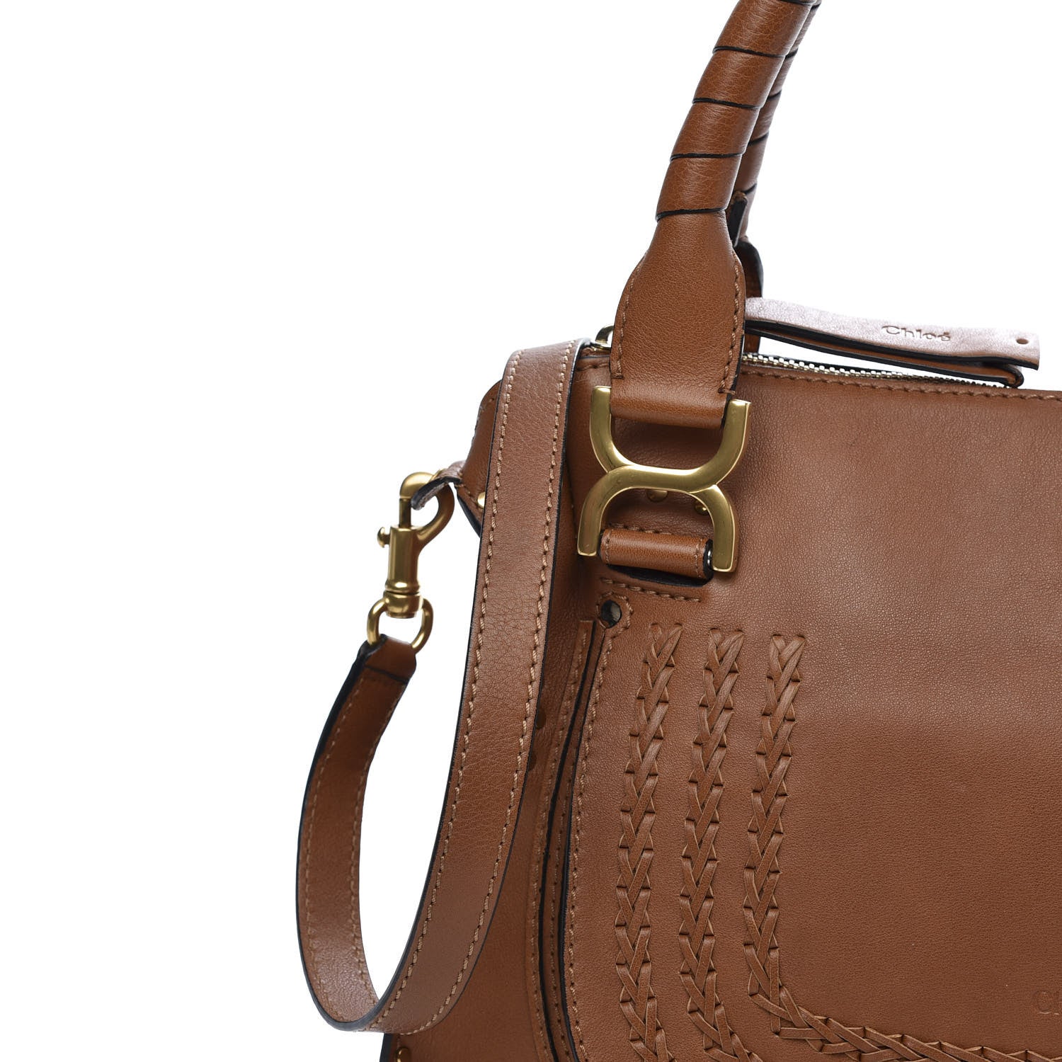 Chloe Calfskin Braided Medium Marcie Satchel Caramel 13 of 16