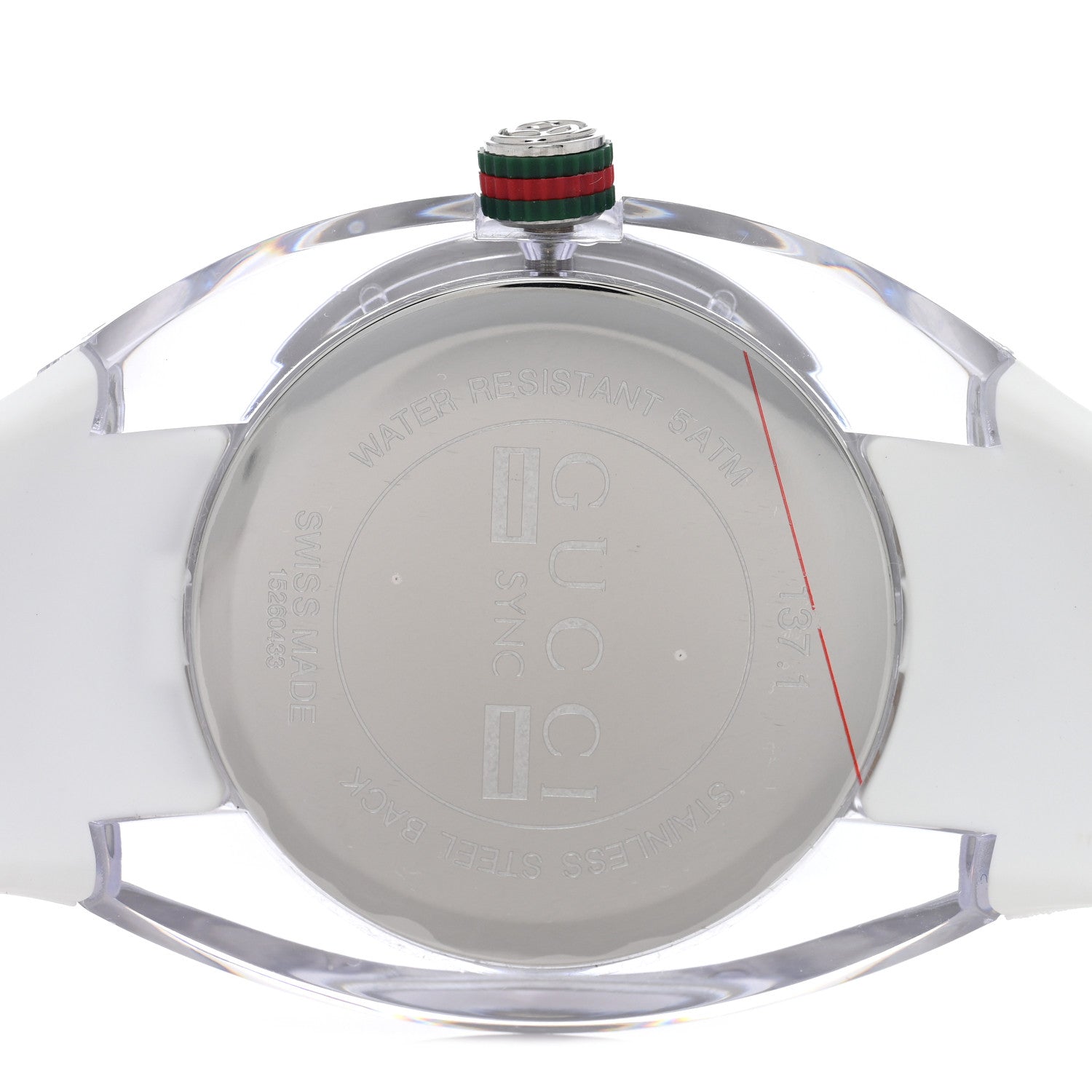 Gucci Stainless Steel Rubber 46mm Sync Web Quartz Watch White 4 of 5