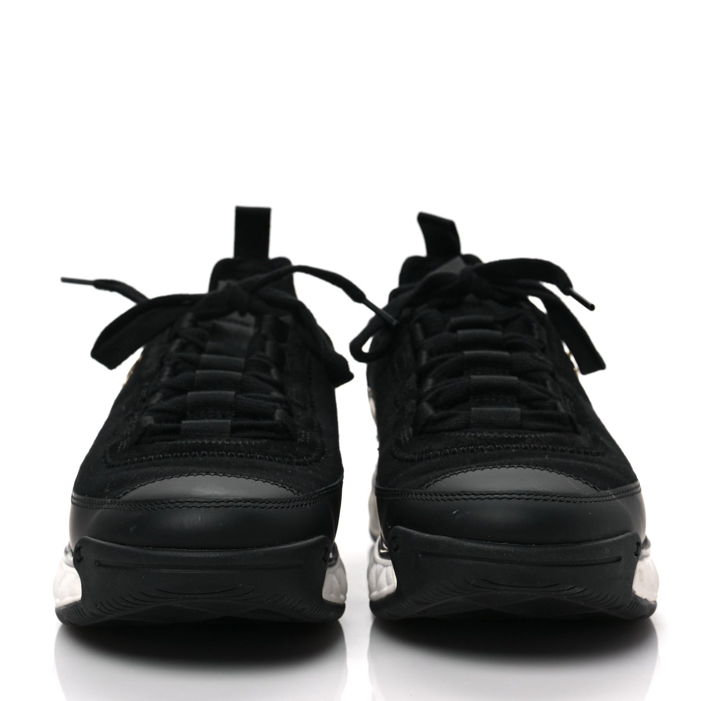Velvet Calfskin Mixed Fibers CC Sneakers 37 Black