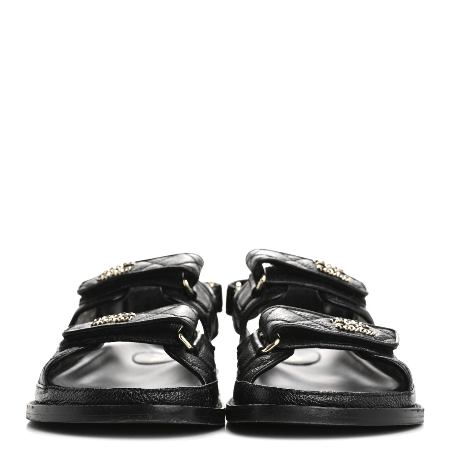 Grained Calfskin Velcro Dad Sandals 36.5 Black