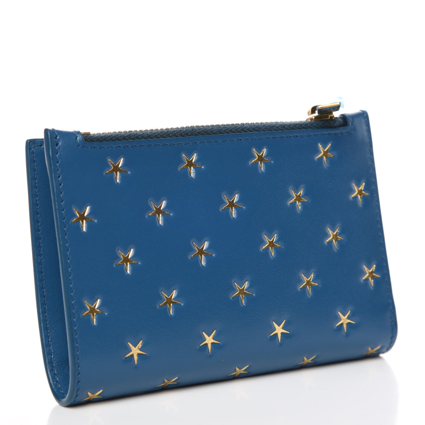 Calfskin Star Print Monogram Fragments Wallet Blue