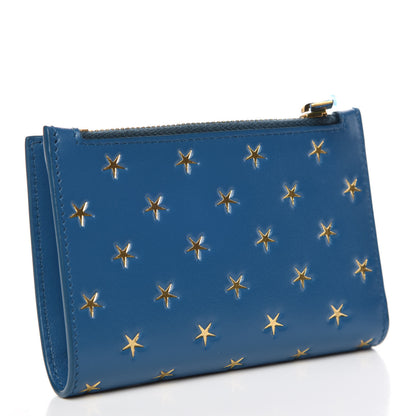 Saint Laurent Calfskin Star Print Monogram Fragments Wallet Blue 3 of 8