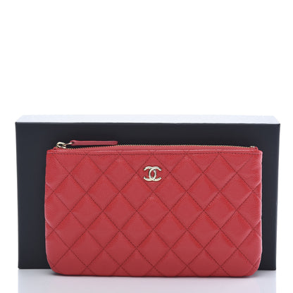 Chanel Shiny Caviar Quilted Cosmetic Case Red 10 of 10