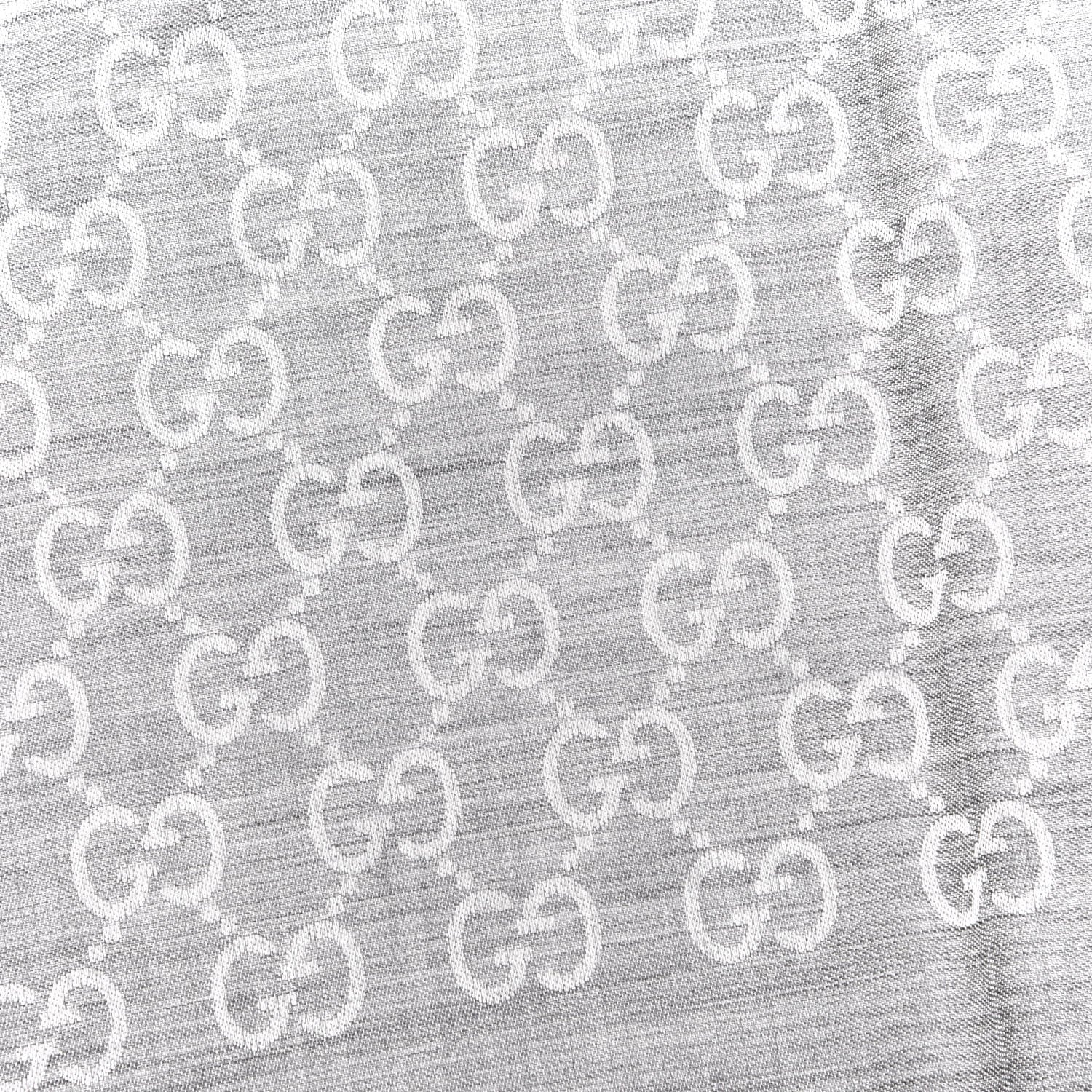 Gucci Wool Silk GG Monogram GGNat Scarf Lead 3 of 4