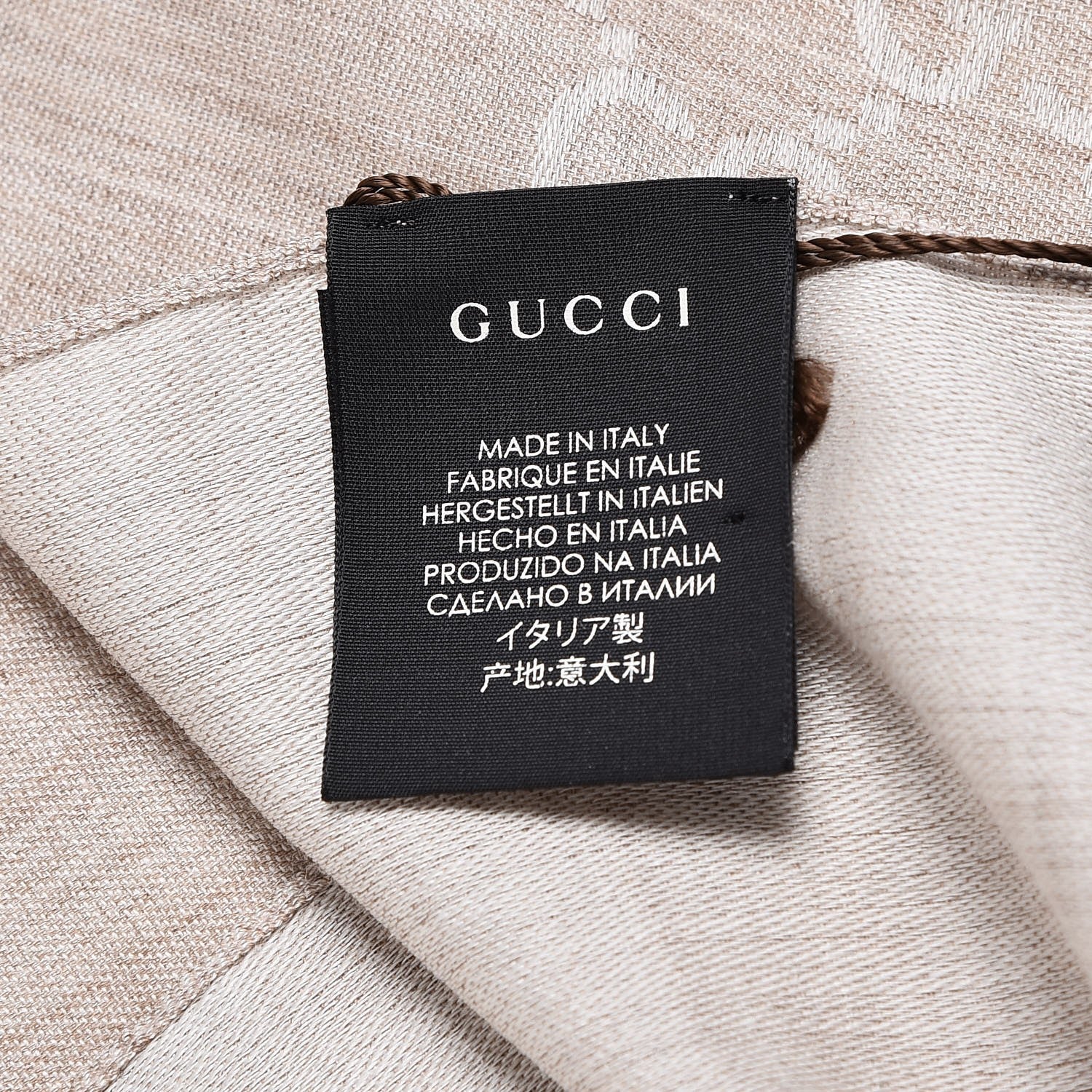 Gucci Wool Silk GG Monogram GGNat Scarf Sand 5 of 5