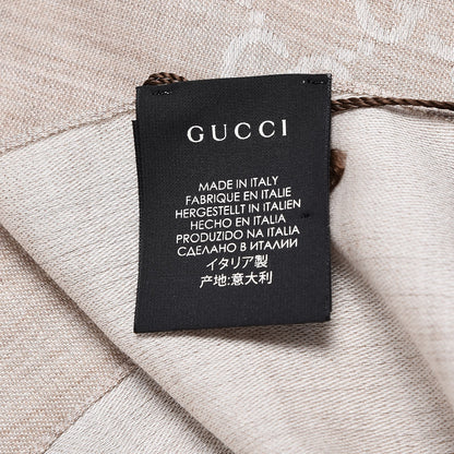 Gucci Wool Silk GG Monogram GGNat Scarf Sand 5 of 5