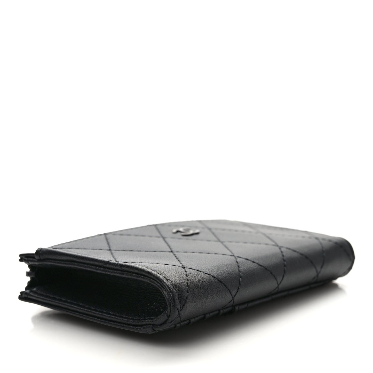 Lambskin Quilted Zip Card Holder So Black