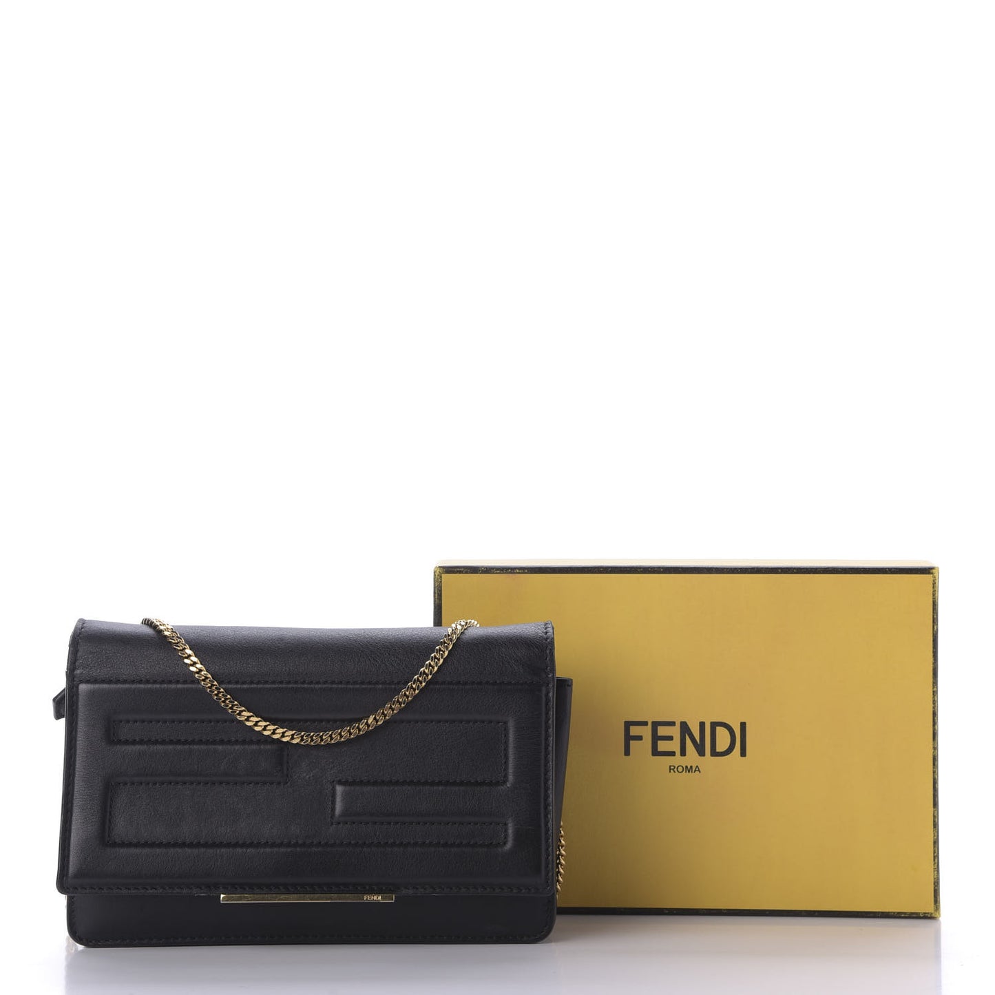 Vitello Flamingo Tube Wallet on Chain Black