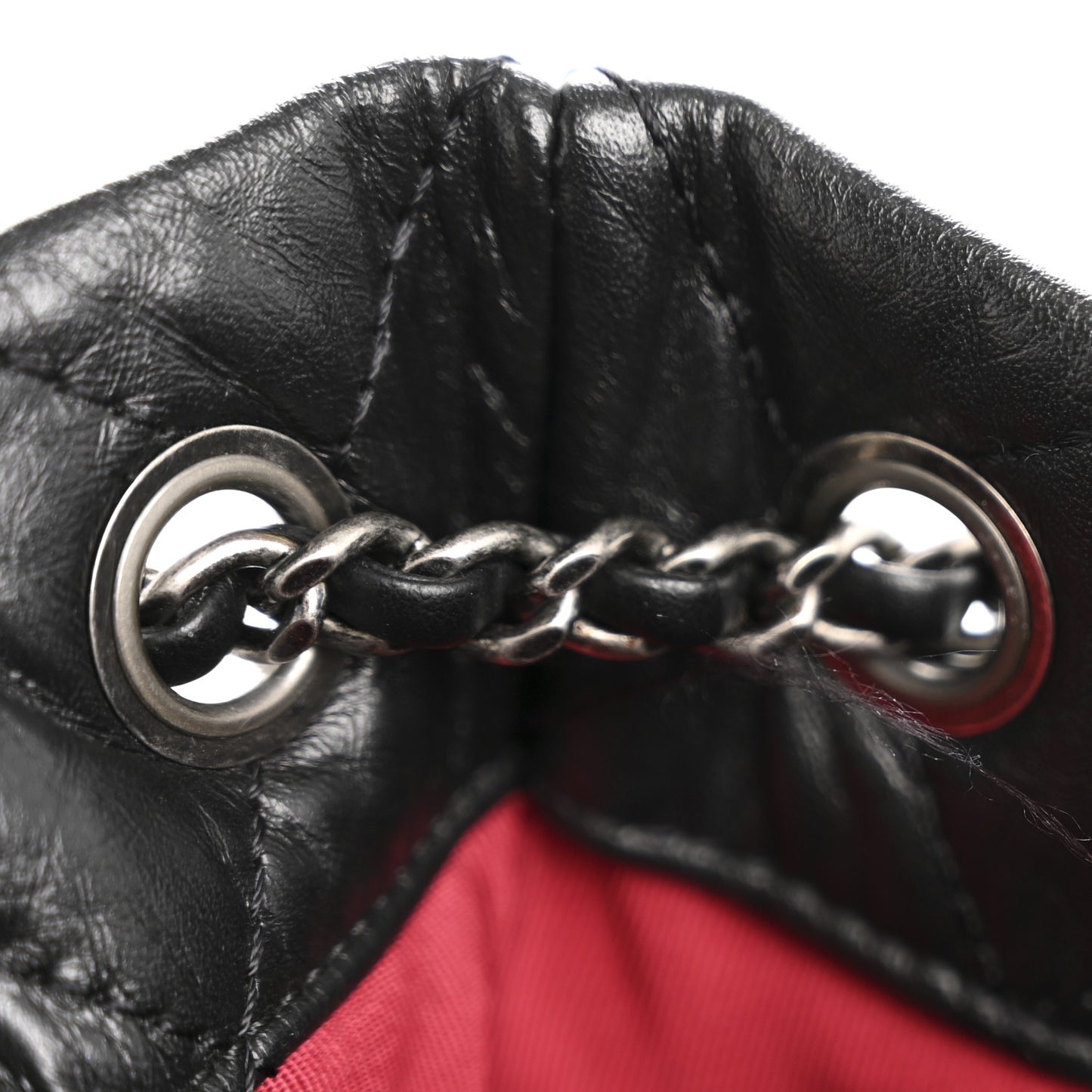 Aged Calfskin Quilted Gabrielle Backpack Black