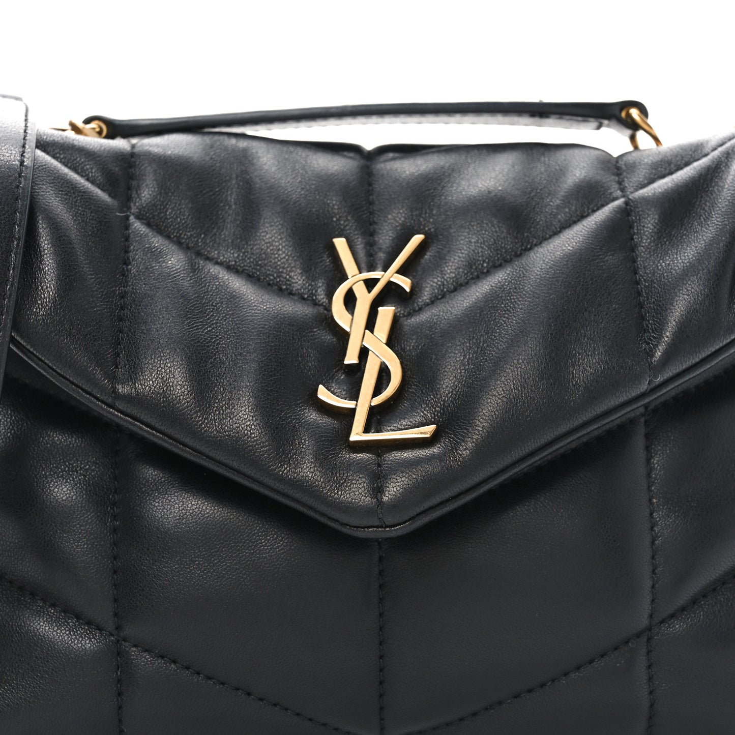 Lambskin Quilted Toy Loulou Puffer Monogram Chain Satchel Black