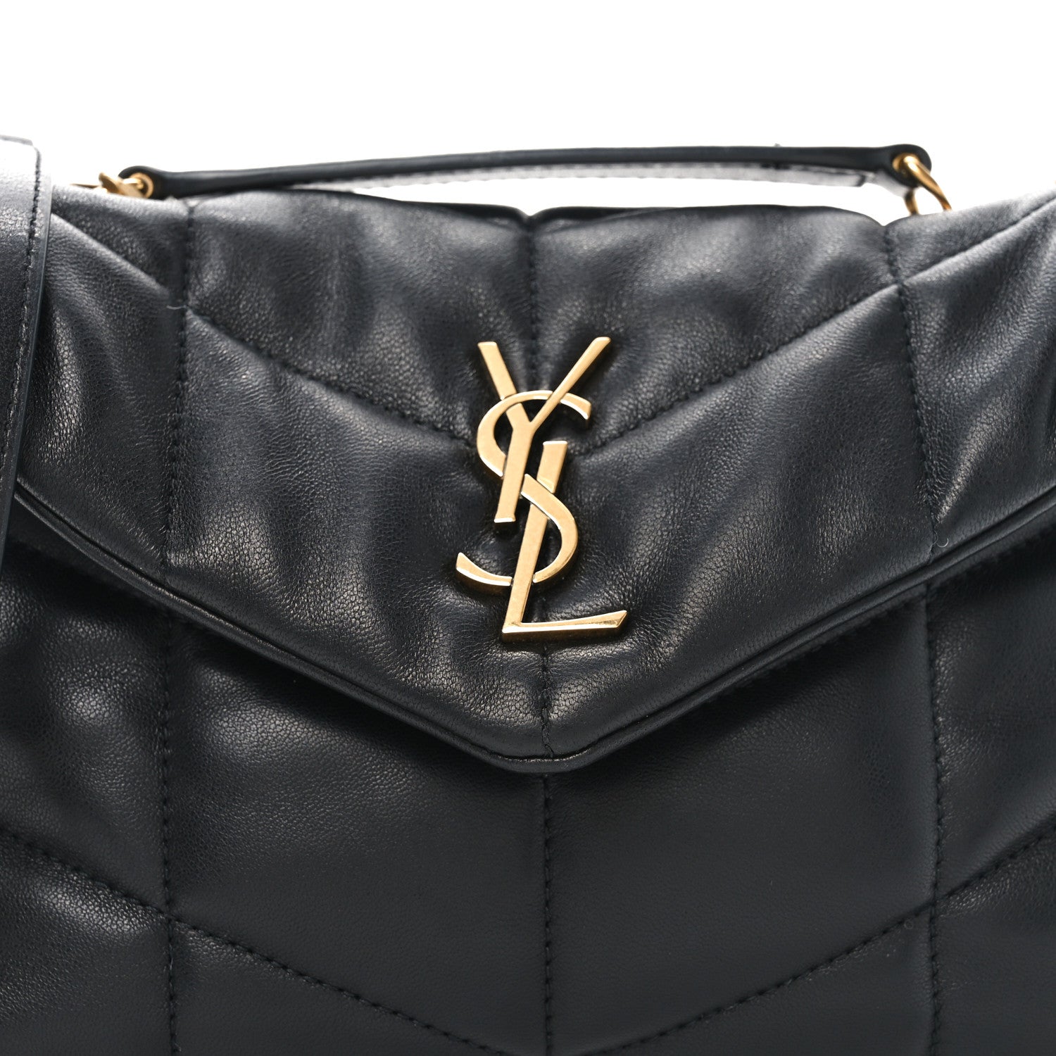 Saint Laurent Lambskin Quilted Toy Loulou Puffer Monogram Chain Satchel Black 8 of 11