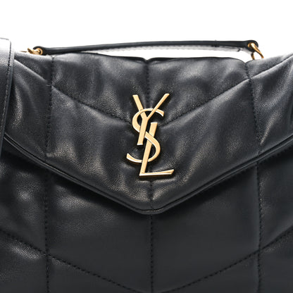 Saint Laurent Lambskin Quilted Toy Loulou Puffer Monogram Chain Satchel Black 8 of 11