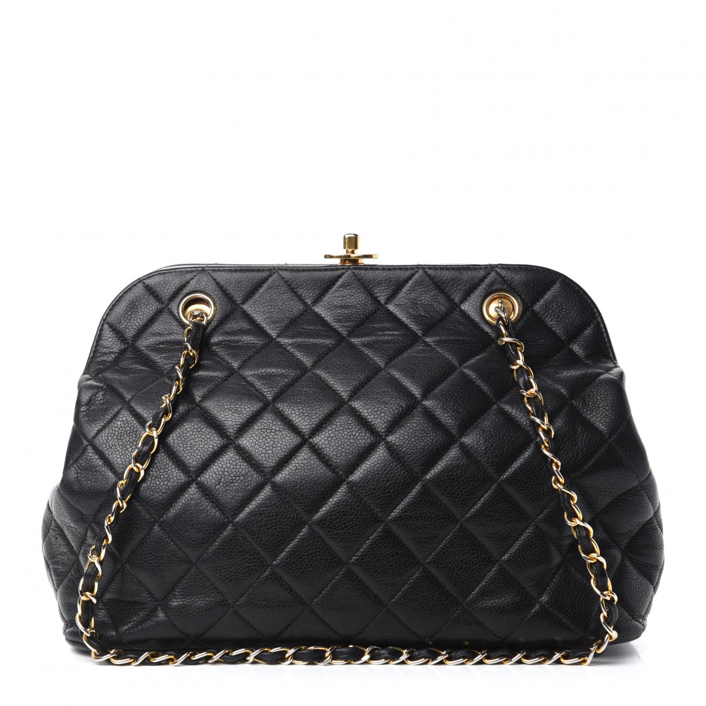 Caviar Quilted Frame Shoulder Bag Black
