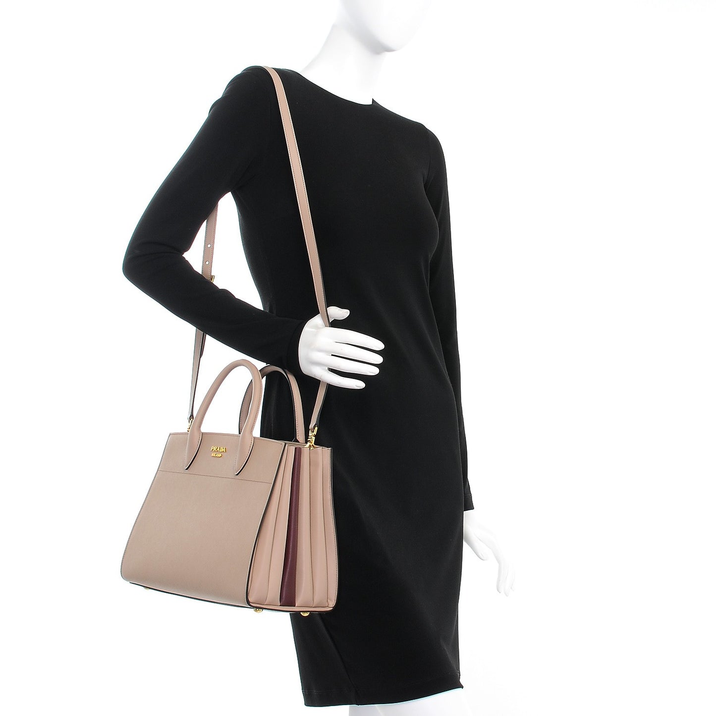 Saffiano City Calfskin Bibliothèque Top Handle Cammeo Granato