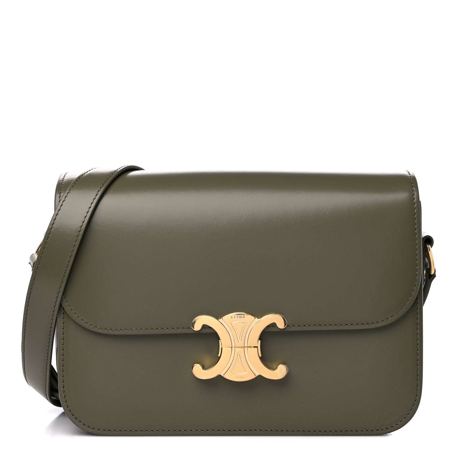 Celine Shiny Calfskin Medium Triomphe Soft Khaki 1 of 9