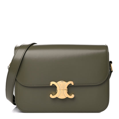 Celine Shiny Calfskin Medium Triomphe Soft Khaki 1 of 9