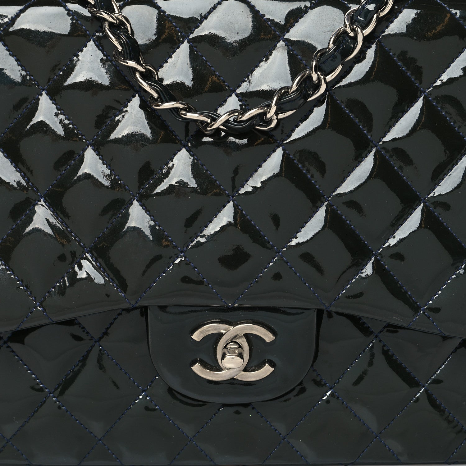 Chanel Patent Quilted Jumbo Single Flap Navy 8 of 11