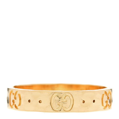 Gucci 18K Yellow Gold 4mm Hammered Icon Thin Band Ring 55/7.25 1 of 6