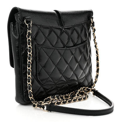 Chanel Glazed Calfskin Quilted Double Pocket Crossbody Flap Black 3 of 10