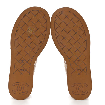 Chanel Lambskin Quilted CC Platform Sandals 36.5 Beige 5 of 10