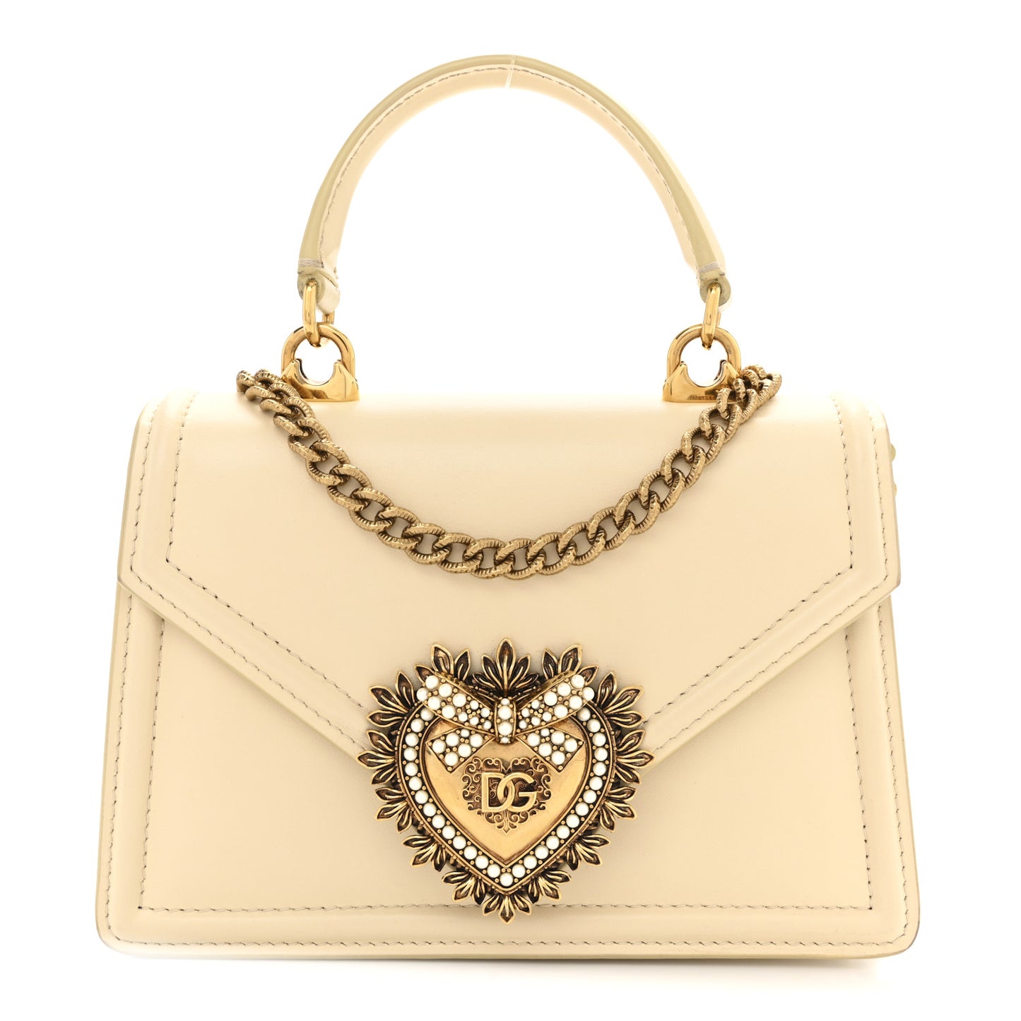 Smooth Calfskin Small Devotion Envelope Top Handle Bag Light Beige