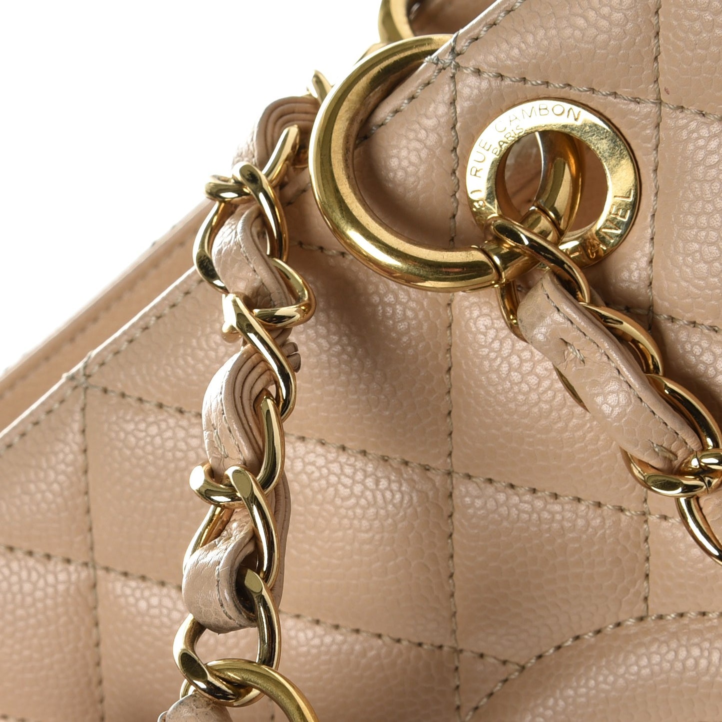 Caviar Quilted Grand Shopping Tote GST Beige Clair