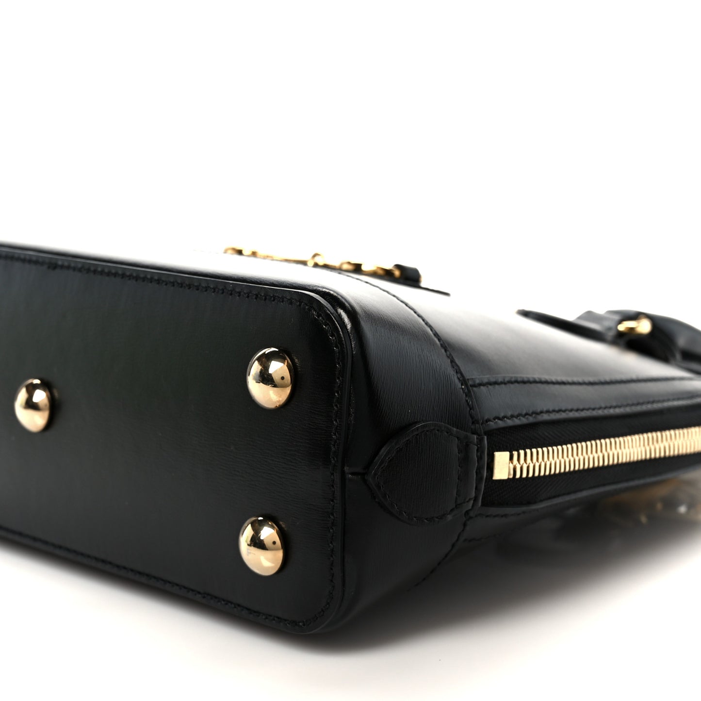 Boarded Plutone Calfskin Small Horsebit 1955 Top Handle Bag Black