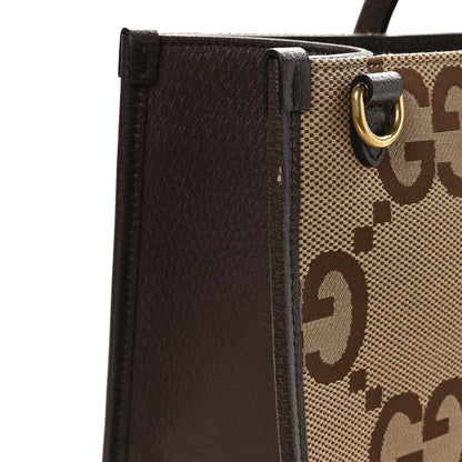Gucci Monogram Jumbo GG Textured Dollar Calfskin Web Tote Bag Camel Ebony New Acero 10 of 13