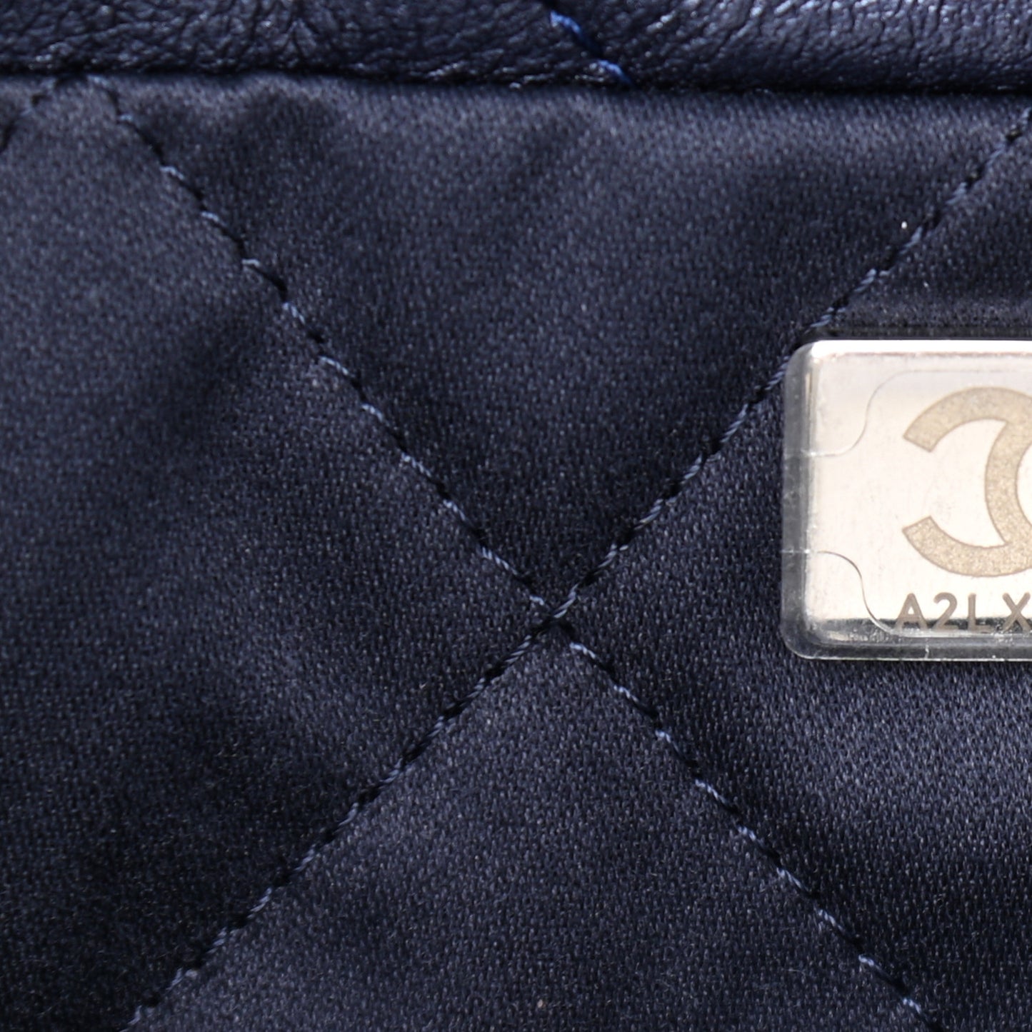 Metallic Calfskin Quilted Small Chanel 22 Navy Blue