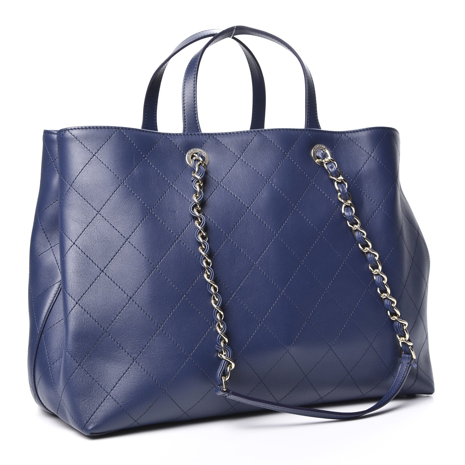 Chanel Calfskin Stitched Large Shopping Bag Navy Blue 2 of 10