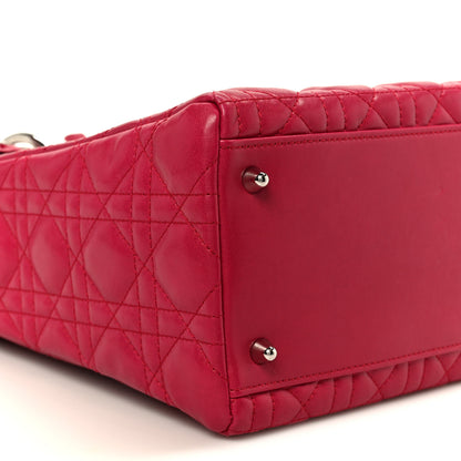 Christian Dior Lambskin Cannage Bow Medium Lady Dior Fuchsia 9 of 10