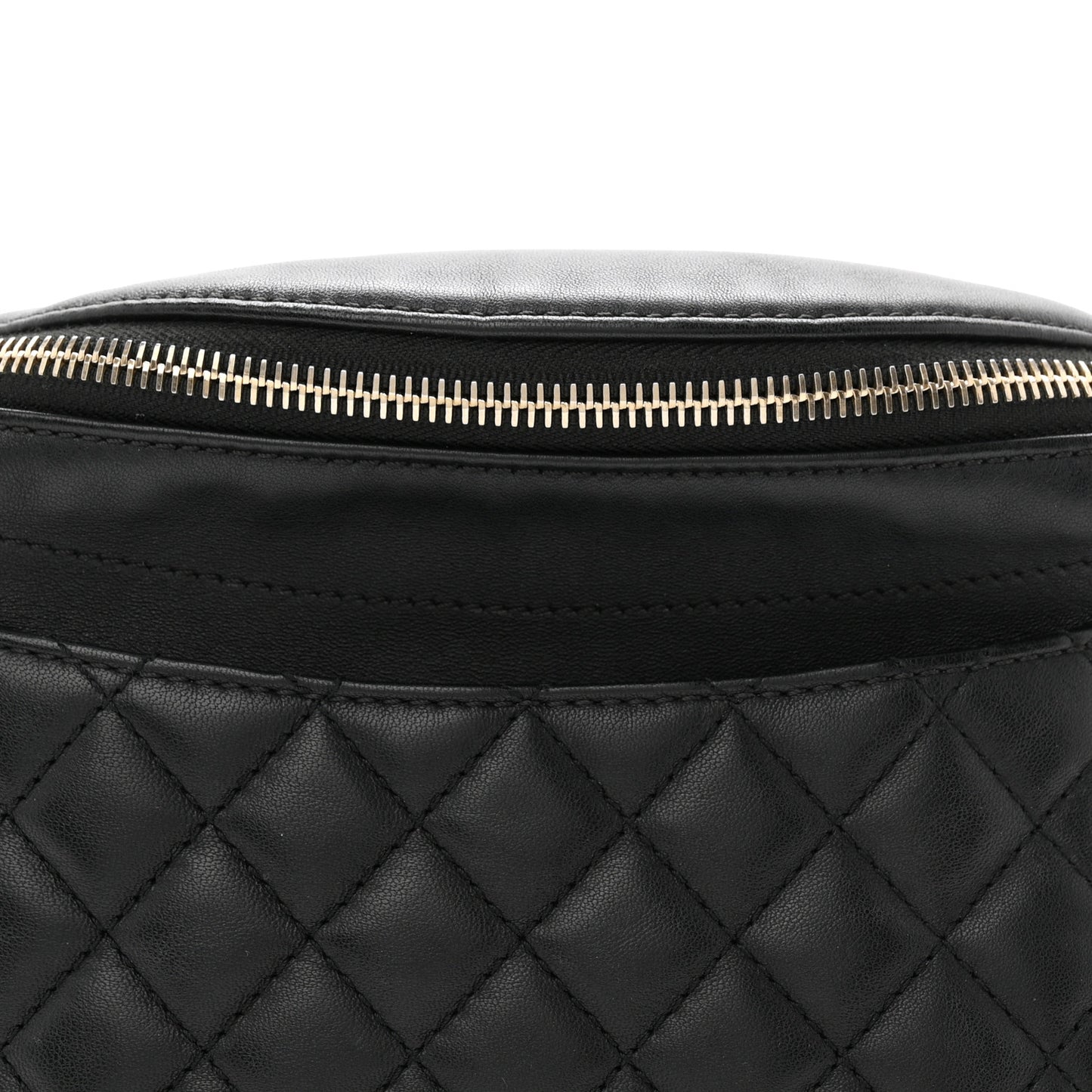 Lambskin Quilted Waist Bag Fanny Pack Black