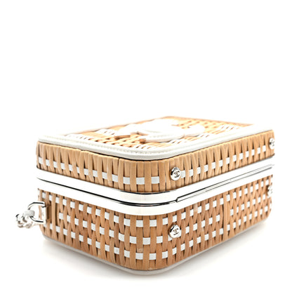 Chanel Raffia Patent Small CC Filigree Vanity Case White 4 of 11