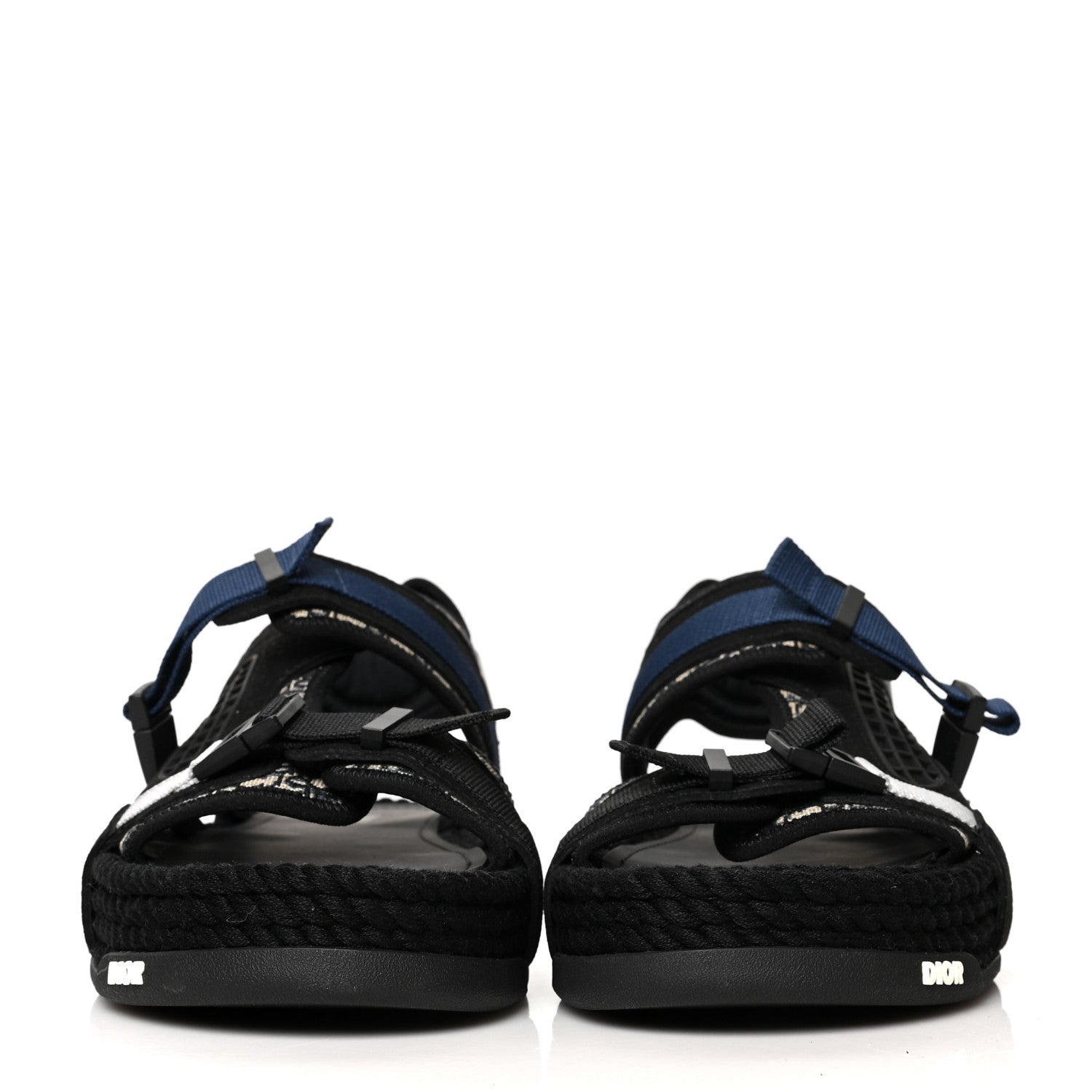 Christian Dior Technical Fabric Oblique Mens Atlas Sandals 38.5 Black Blue 2 of 8