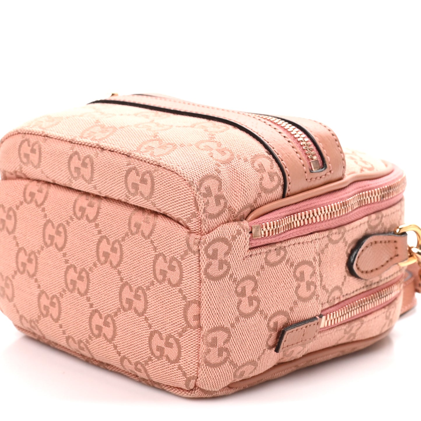 Monogram Textured Dollar Calfskin Mini Ophidia Crossbody Cloche Rose Pink