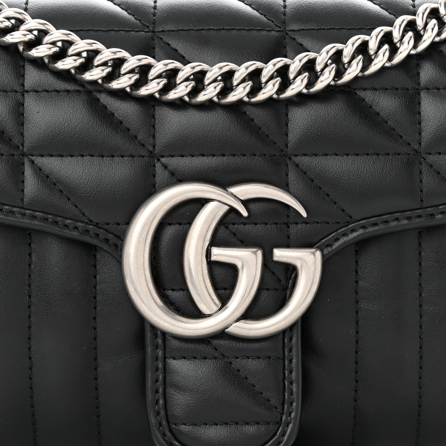 Calfskin Matelasse Aria Small GG Marmont Shoulder Bag Black