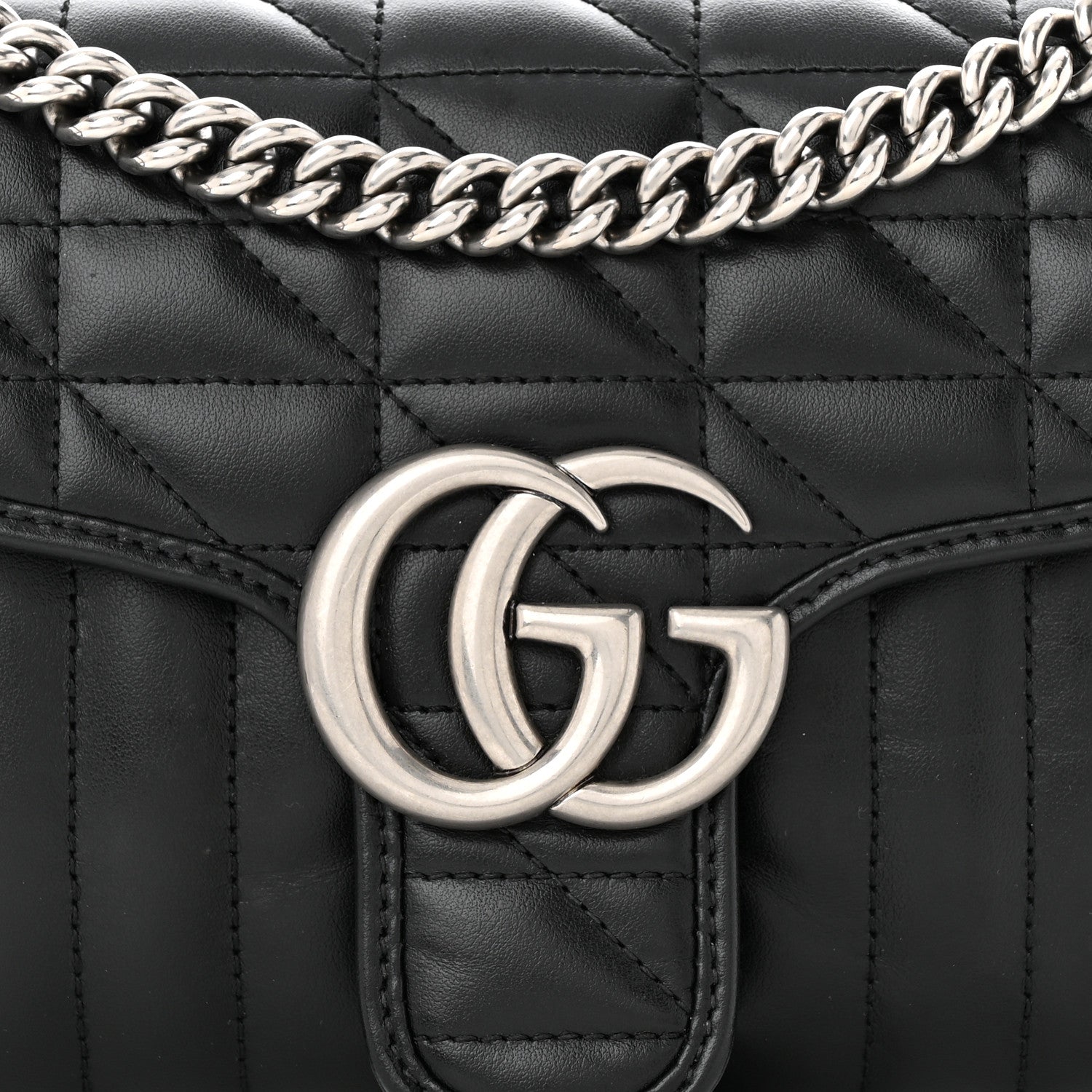Gucci Calfskin Matelasse Aria Small GG Marmont Shoulder Bag Black 8 of 11