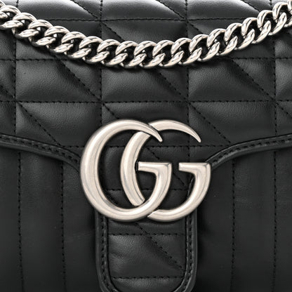 Gucci Calfskin Matelasse Aria Small GG Marmont Shoulder Bag Black 8 of 11