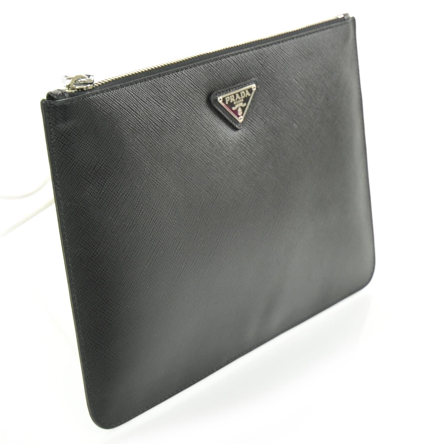 Prada Saffiano Flat Cosmetic Pouch Nero Black 3 of 8