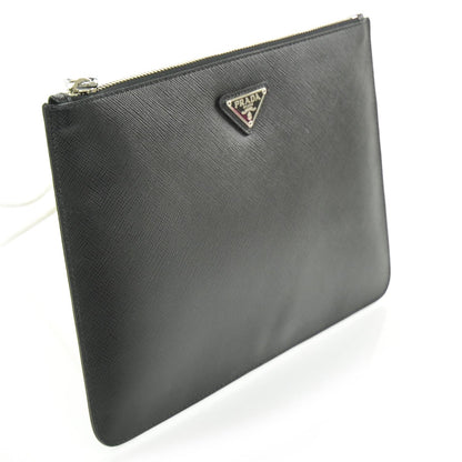 Prada Saffiano Flat Cosmetic Pouch Nero Black 3 of 8