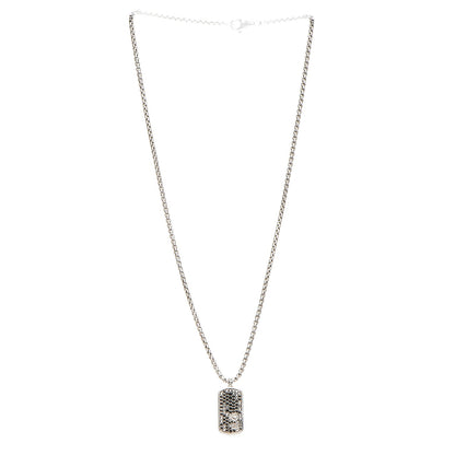 David Yurman Sterling Silver Black Diamond Small Dog Tag Necklace 5 of 6