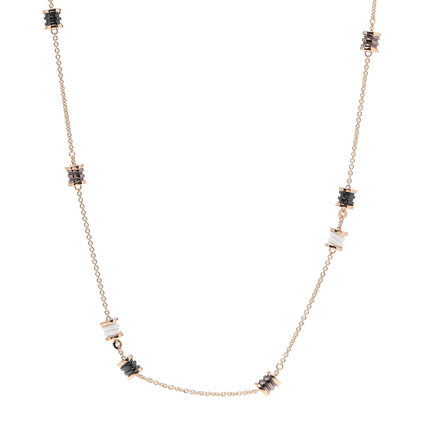 18K Rose Gold Black White Cermet Ceramic B.Zero1 Station Necklace