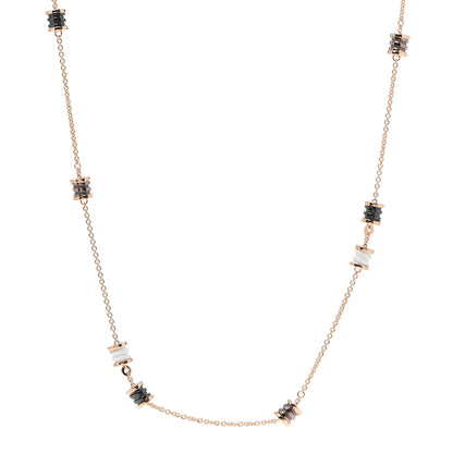 Bulgari 18K Rose Gold Black White Cermet Ceramic B.Zero1 Station Necklace 1 of 6