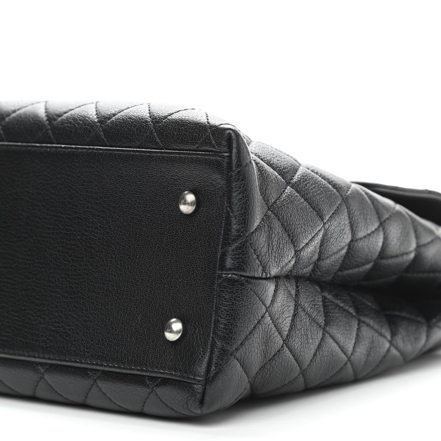 Goatskin Quilted Small CC University Shopping Tote Black