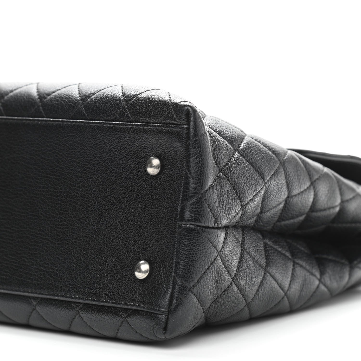 Chanel Goatskin Quilted Small CC University Shopping Tote Black 9 of 10