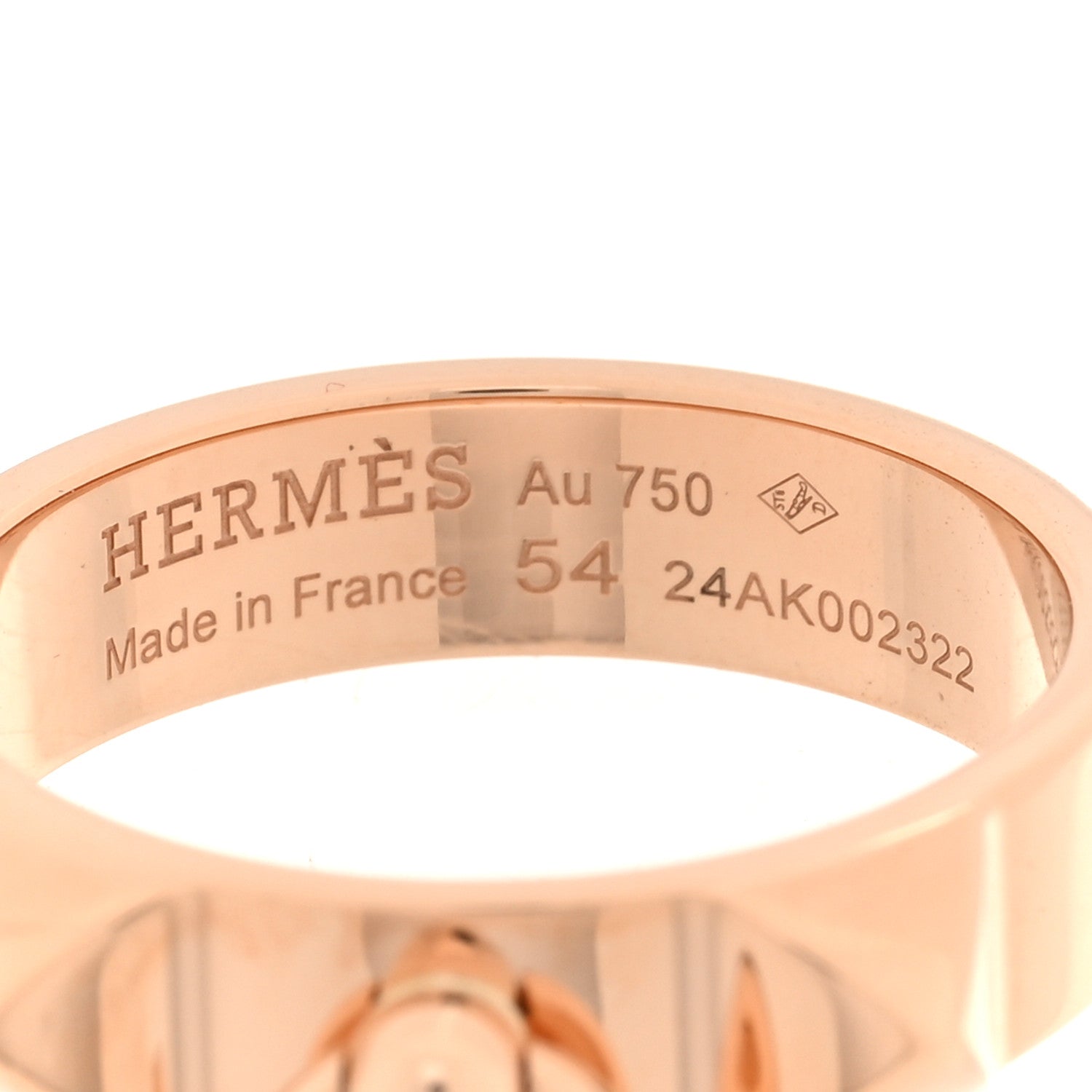 Hermes 18K Rose Gold PM Collier De Chien Ring 54 7 4 of 5