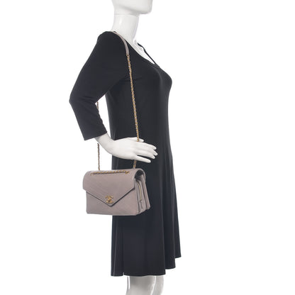 Chanel Lambskin Chevron Stitched Envelope Flap Light Grey 2 of 16