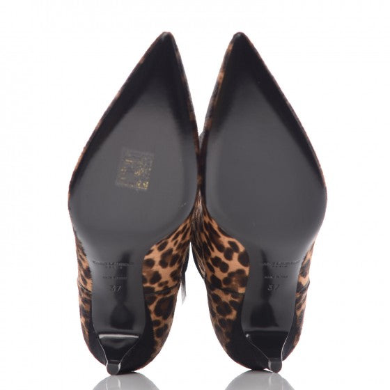 Pony Hair Leopard Printed Charlotte Booties 37 Naturale